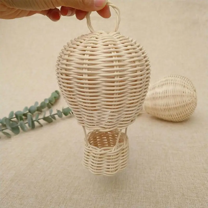 55KF Rattan Hot Air Balloon Hand Woven Charm for Creative Pendant Ornament for Indoor Outdoor Garden Yard Decor 5