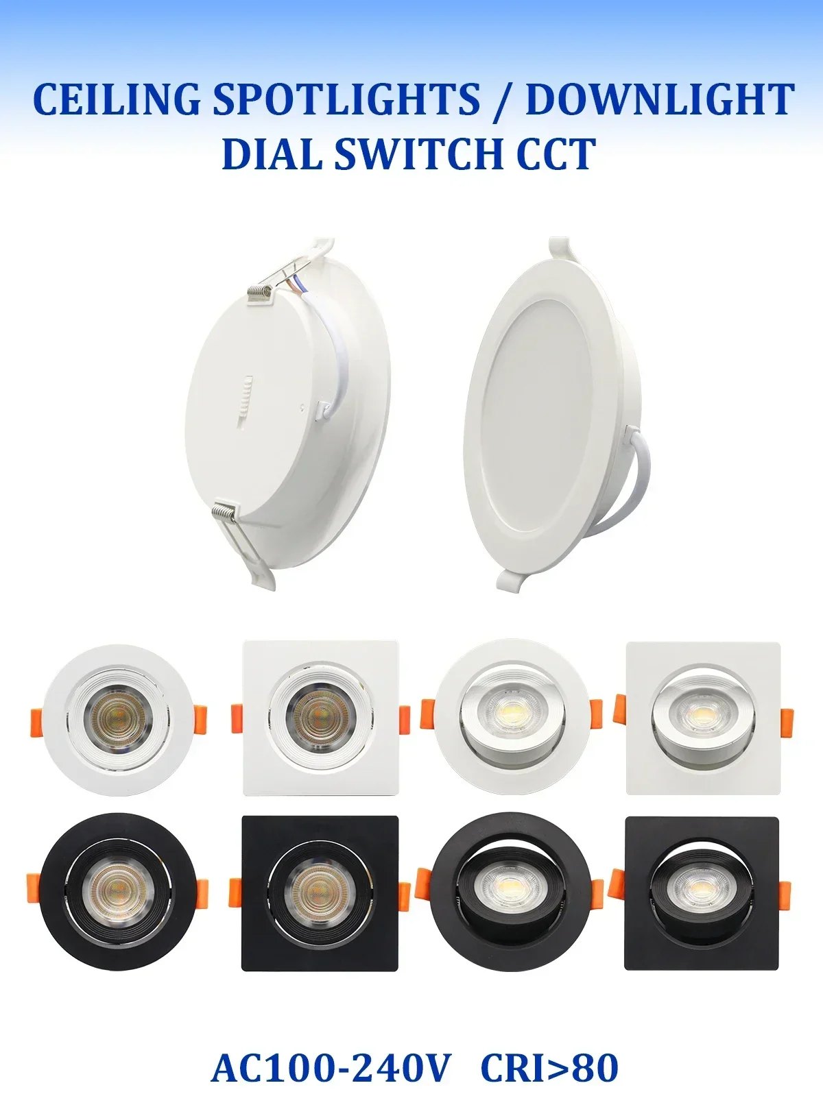 2Pack Round Recessed LED Ceiling Spotlight Downlight S7655e034b3a34fd5bacba1fca1d55023y