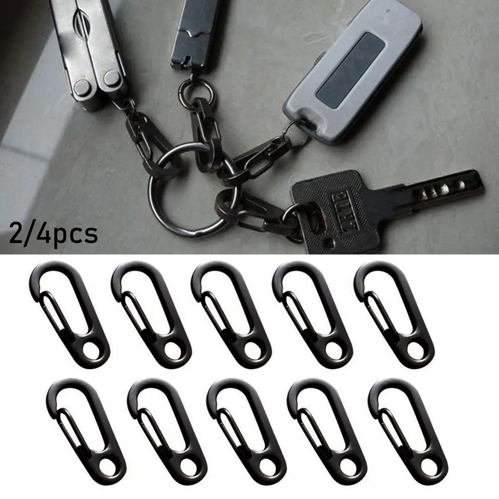 

2/4pcs High quality Survival EDC Gear Safety Travel Tools Spring Clips D Carabiner D-Ring Key Chain Camping Keyring