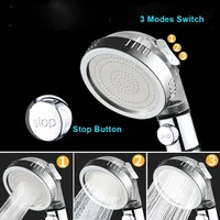 ZhangJi 3 Modes Adjustable High Pressure Shower Head Tourmaline Replaceable Filter SPA Shower Water Saving  Switch Button Shower 2