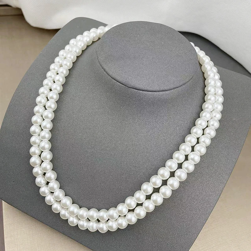Fnaf 2 Rupee Item Y2K Collane Di Perle Donna Collares Elettrozincati Ragazza 2 Strati Di Perle Bianche Collana Girocollo