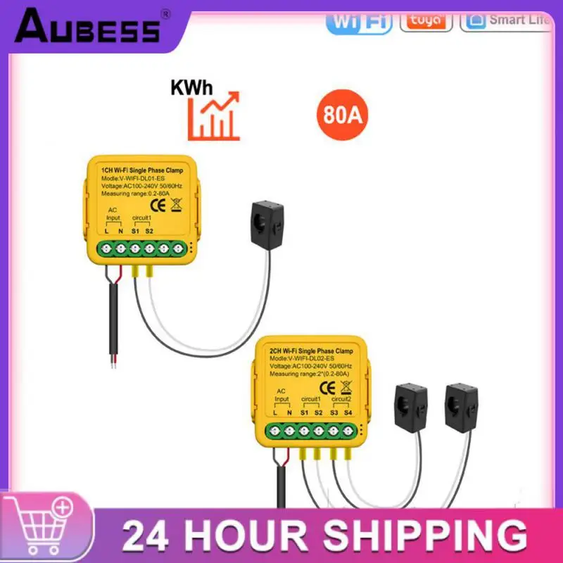 

Счетчик энергии Tuya Smart Life с Wi-Fi, 80 А, С токовым трансформатором, зажимом, кВтч, контролем мощности, 230 В, в, Гц