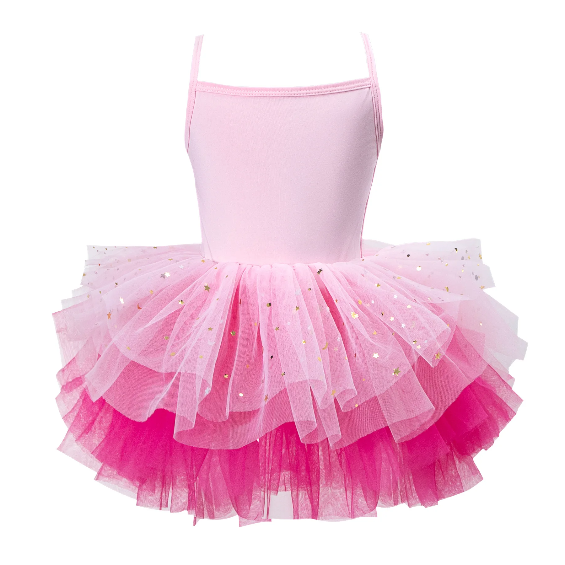 Justaucorps de Ballet pour filles, robe Camisole de danse, dos croisé creux, jupe brillante