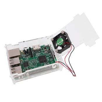 Free shipping Raspberry PI case raspberry pi B+ shell with a small fan,With a fixed screw, thickened acrylic shell, strong fan 3