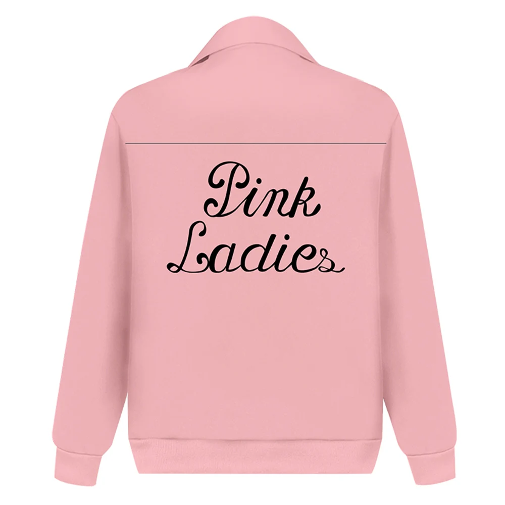 Women Grease Costume Pink Ladies Grease Jacket Retro Coat Girl