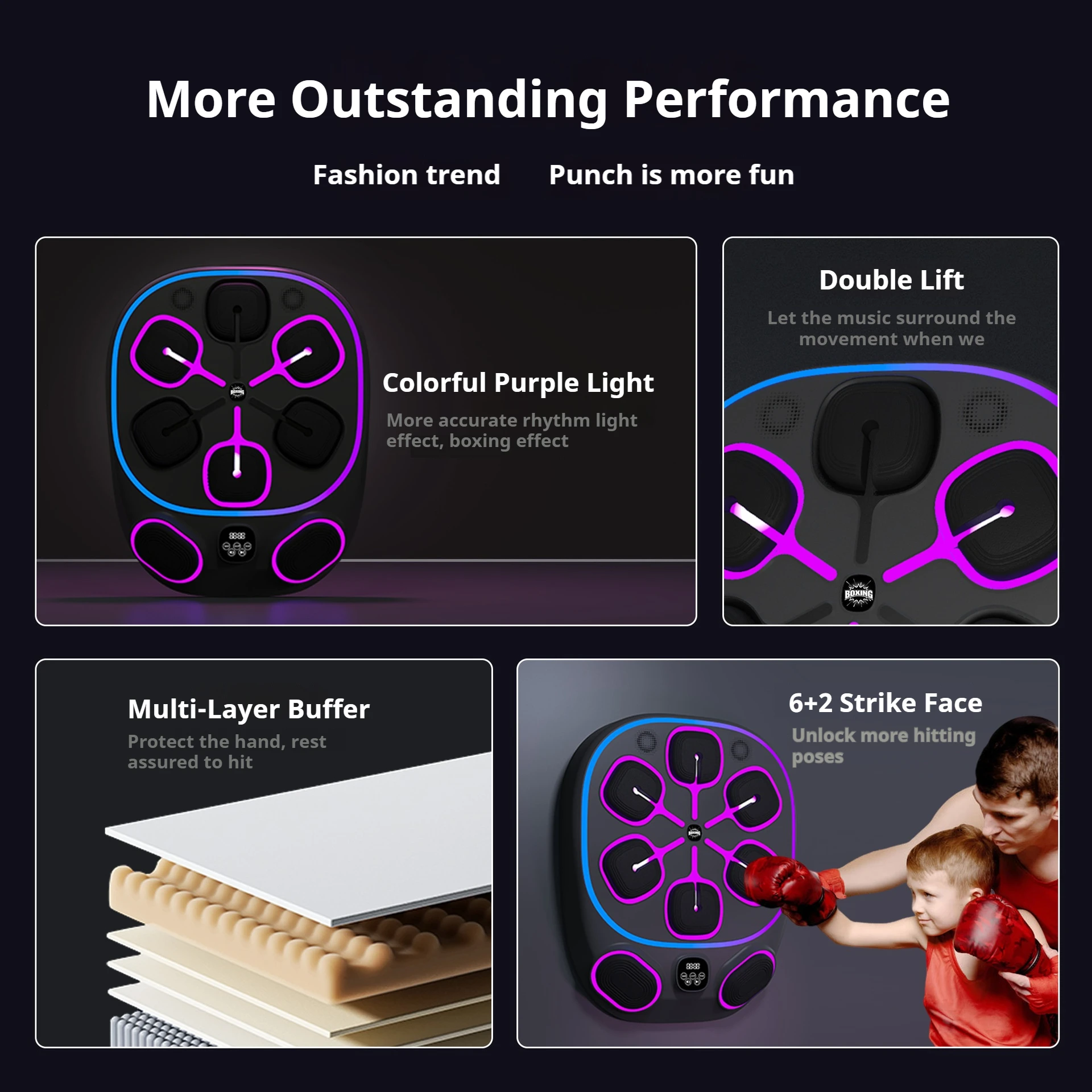 Smart Music Boxing Machine Bluetooth Adult Electronic Wall Target HookPunch Equipment Target Wall Mounted Gym Home Equipment head mounted speed ball boxing punching bag boxing speed ball boxing reaction ball music boxing toys