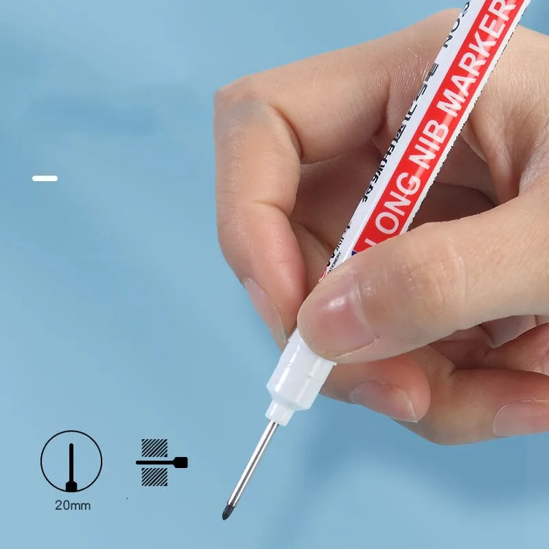 6 개/대 금속 천공 펜에 대 한 20mm 깊은 구멍 긴 펜촉 머리 마커 방수 욕실 목공 장식 다목적
