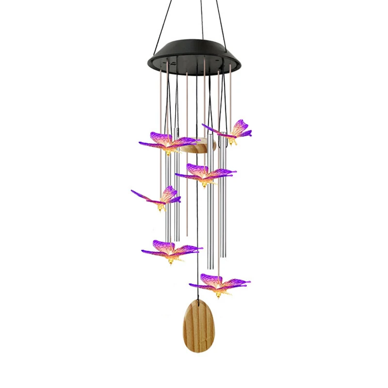 Solar Light Outdoor Powered LED Wind Chime IP65 Butterfly Hummingbird Lawn Lamp For Garden Decor Solar Garden Light Outdoor outdoor fence lights Solar Lamps