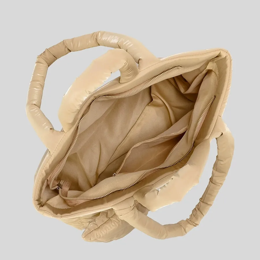 Fashion Ladies Tote Handbags Large Capacity Cotton Padded Top-handle Bags Rhombus Purses Handbags Quilted Solid for Office Work