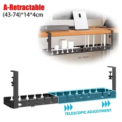 Adjustable Under - Desk Cable Organizer with Clamp (A - Retractable)