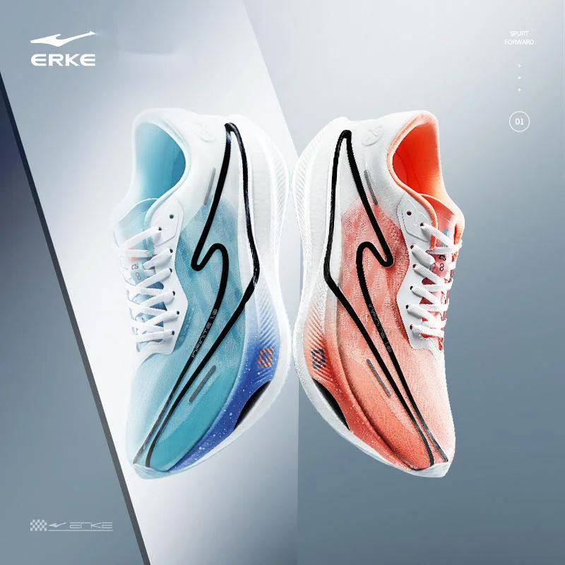Chaussures de course Hongxing Erke Zhijing 1ère génération avec plaque en carbone pleine paume, course de marathon professionnelle PB rebond_voghion.com