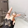 Luxury Photochromic Sunglasses Women Prescription Glasses Graduated Lenses Minus Anti Blue Computer Glasses Transparent Rimless 4