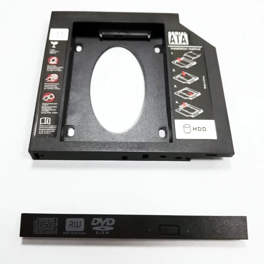 노트북 CD DVD-ROM Optibay용 두 번째 SSD HDD 하드 드라이브 캐디 어댑터 트레이, 알루미늄 플라스틱 SATA 3.0, 9.5mm, 12.7mm