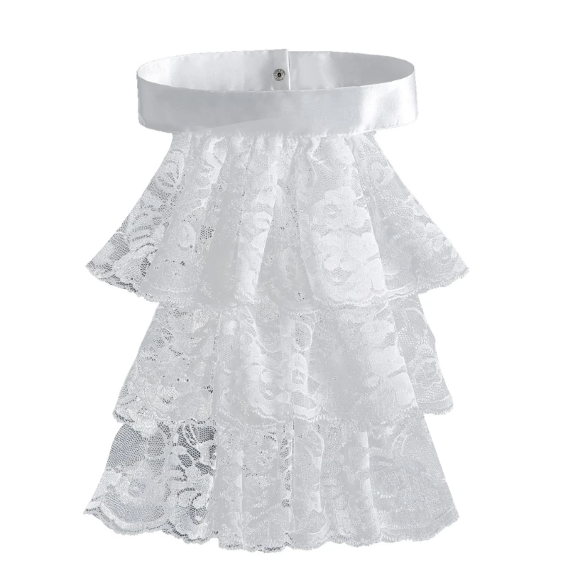 Elegancki wiktoriański kołnierz kostiumowy marszczona koronkowa żabot kołnierz ortopedyczny na imprezy Halloween Cosplay wampiry