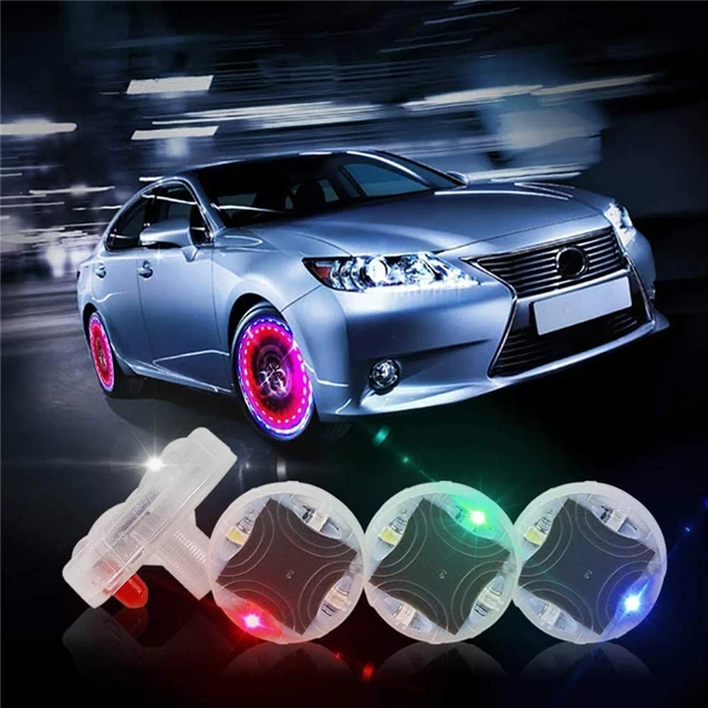 2 pièces 4 LED 15 Mode voiture Auto étanche énergie solaire Flash roue pneu  jante lumière LED lampe couleur Automobile Modification