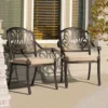 Set of 2 Cast Aluminum Patio Dining Chairs with Cushions, Stackable Outdoor Bistro Chairs for Balcony Backyard Antique Bronze 5