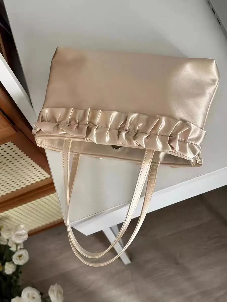 JIAERDI Versatile Gold Shoulder Bags Wallet Women Retro Satin Casual Large Capacity Handbag Ladies Harajuku Tote Bag Aesthetic