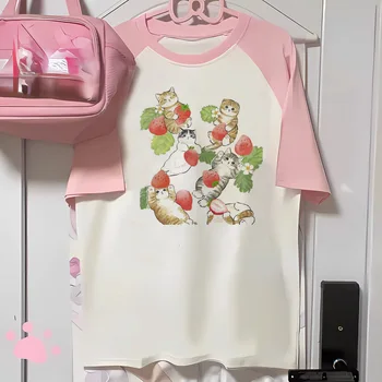 Strawberry t-shirts women printed design active wear casual wear tshirt female 2000s comic clothes 1