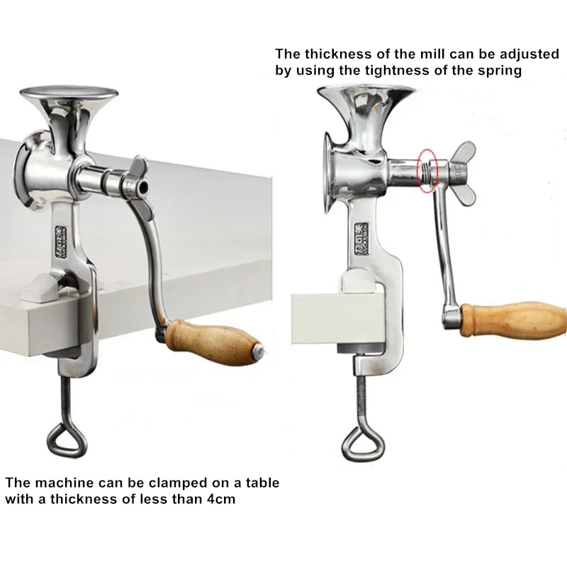 Manual home use stainless steel dry grain corn mill coffee bean grinder crusher