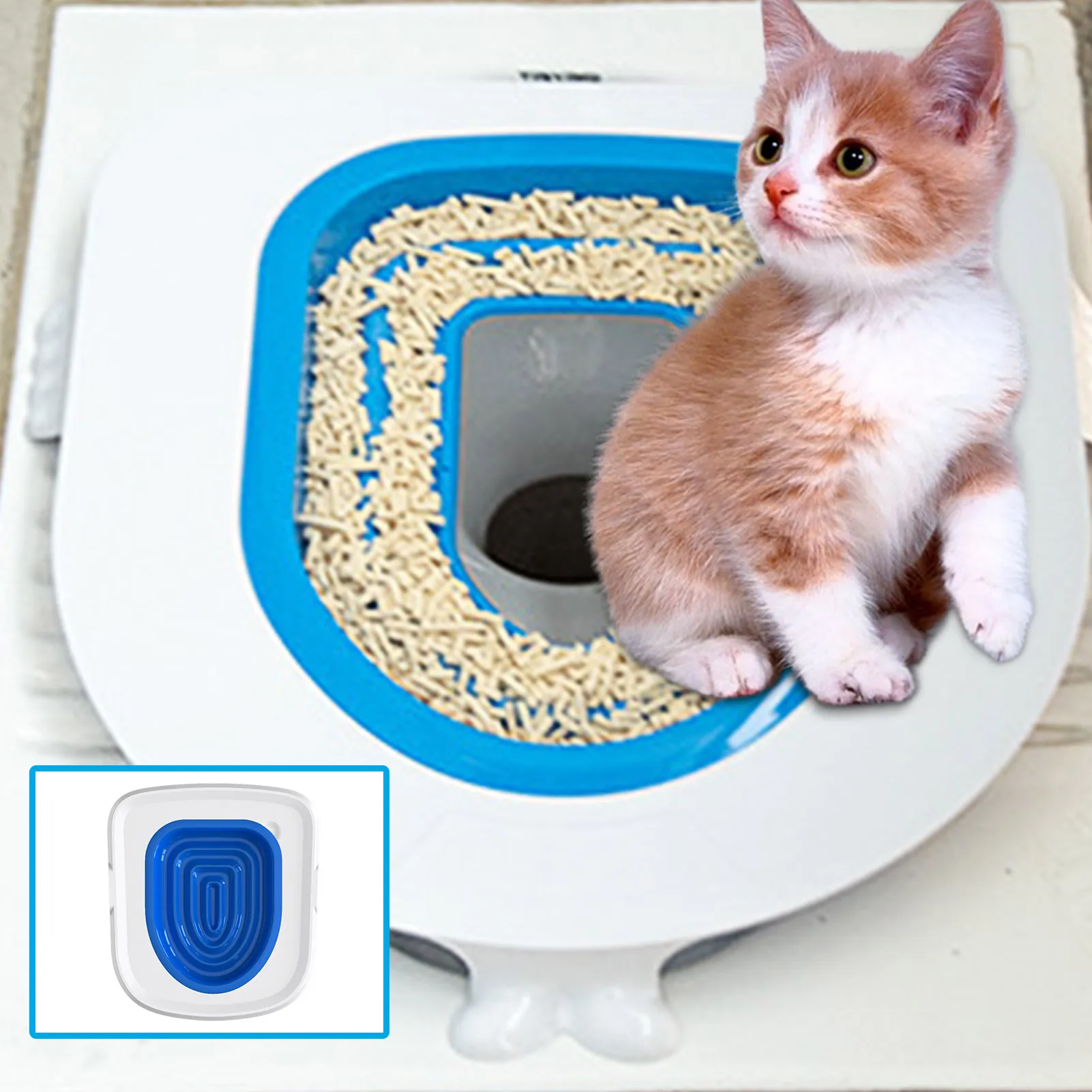 Pet Supplies New Upgrade Cat Toilet Trainer Reusable Toilet Training Seat for Cats Plastic Training Set Litter Box Mat