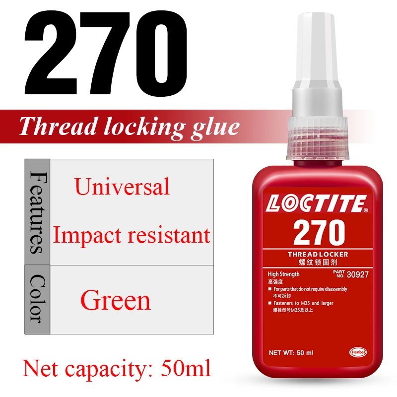 10ml 50ml 250ml Loctite 243 Medium Viscosity Thread Glue Screw Fastening  Sealing Adhesive Loctite SF 7649 770 Curing Accelerator