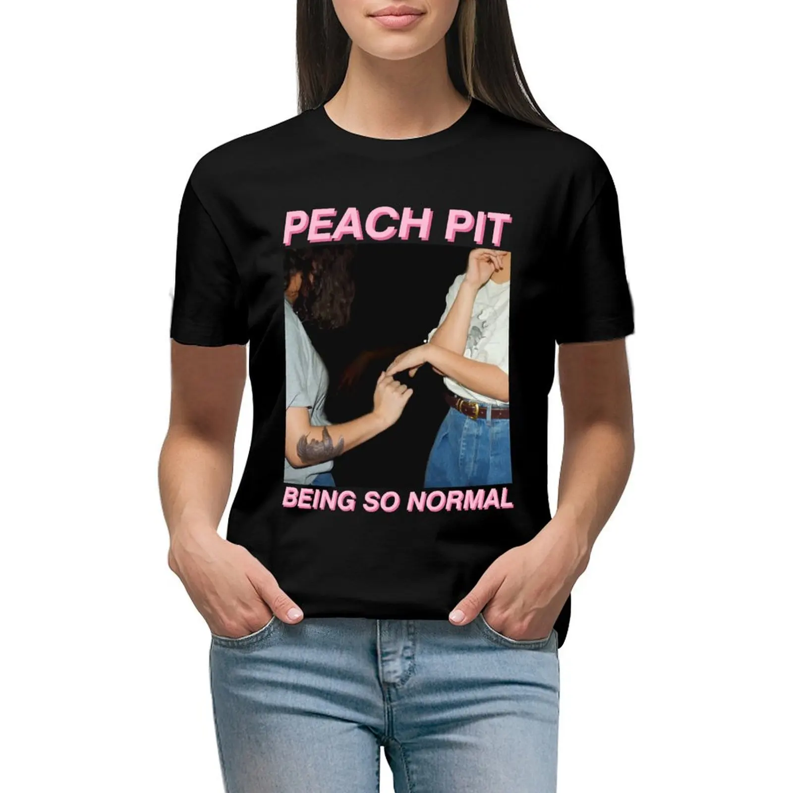 

PEACH PIT BAND T-shirt korean fashion Blouse plus size tops oversized t shirts for Women