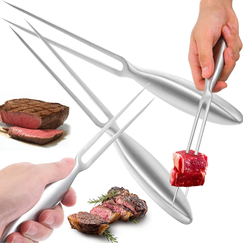 304 Stainless Steel Serving Forks Large Meat Forks for Carving Kitchen Non Handle for Kitchen Roasting Grilling Prep