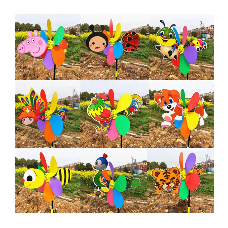 Cartoon animals three-dimensional windmill children's toys home garden decoration courtyard decoration windmill toys,garden windmill