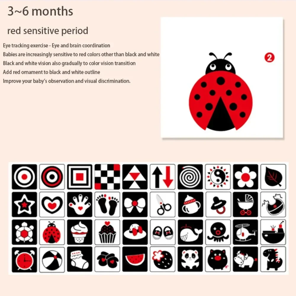 Montessori Toys Baby Visual Stimulation Cards Black and White High Contrast Flash Cards Learning Educational Toys for Children 5
