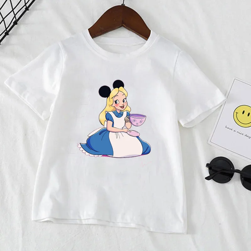 Disney Princess Kids Clothes T-Shirts Summer T Shirts Children Cartoons Kawaii Fashion Anime Tops Boy Girl Outfits Tee Shirt 5