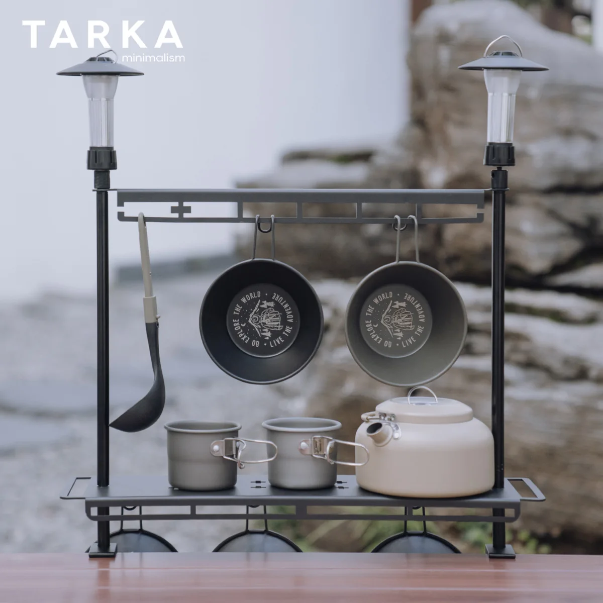 Outdoor Shelf Lantern Stand TARKA Outdoor Shelf Lantern Stand Camping Tabletop Detachable Tools Light Hanging Shelf Storage Rack