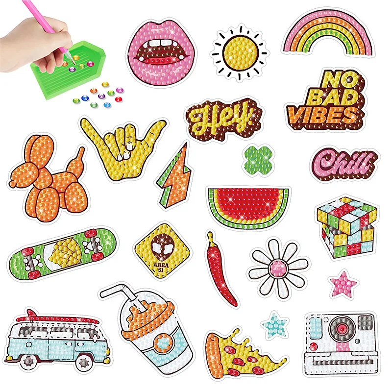 Cupcake Diamond Painting Stickers Set Stick-Shaped Paint Marked with Diamond By Number 5D DIY Art Craft Kit For Kids Boys Girls Gift
