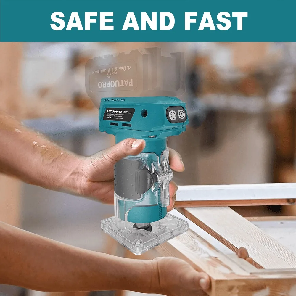 PATUOPRO 브러시리스 전기 트리머 무선 조각 기계 Makita 18V 배터리 용 5 속도 목공 트리밍 전동 공구