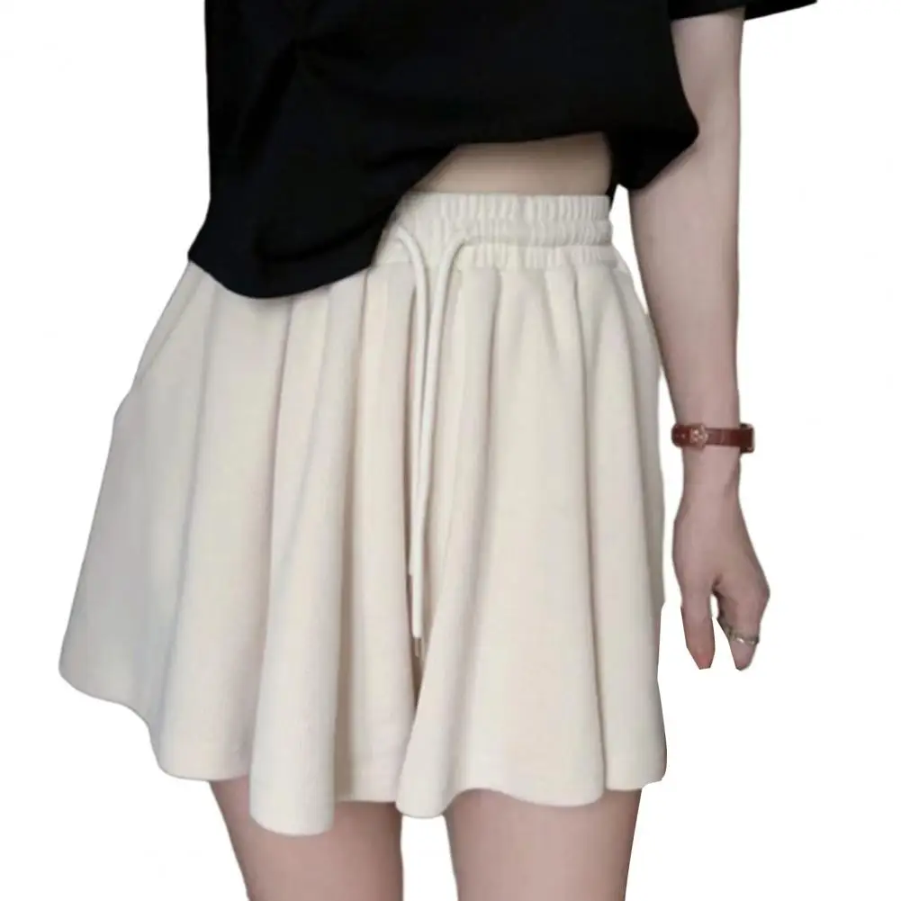 

Шорты женские однотонные с эластичным поясом, свободные штаны-кюлоты трапециевидного силуэта, мягкие дышащие до колена с завышенной талией