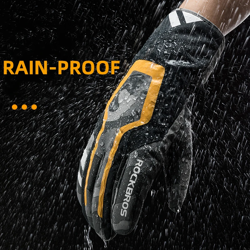ROCKBROS Winter Gloves Motorcycle Waterproof Thermal Gloves Snowboard Full Finger Anti-Skid Gloves Men Women Snow Cycling Gloves 2