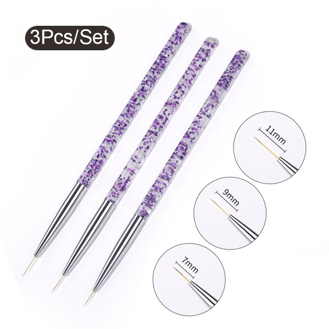 Acrylic French Stripe Nail Art Liner Brush Set 3D Tips Manicuring Ultra-thin Line Drawing Pen UV Gel Brushes Painting Tools