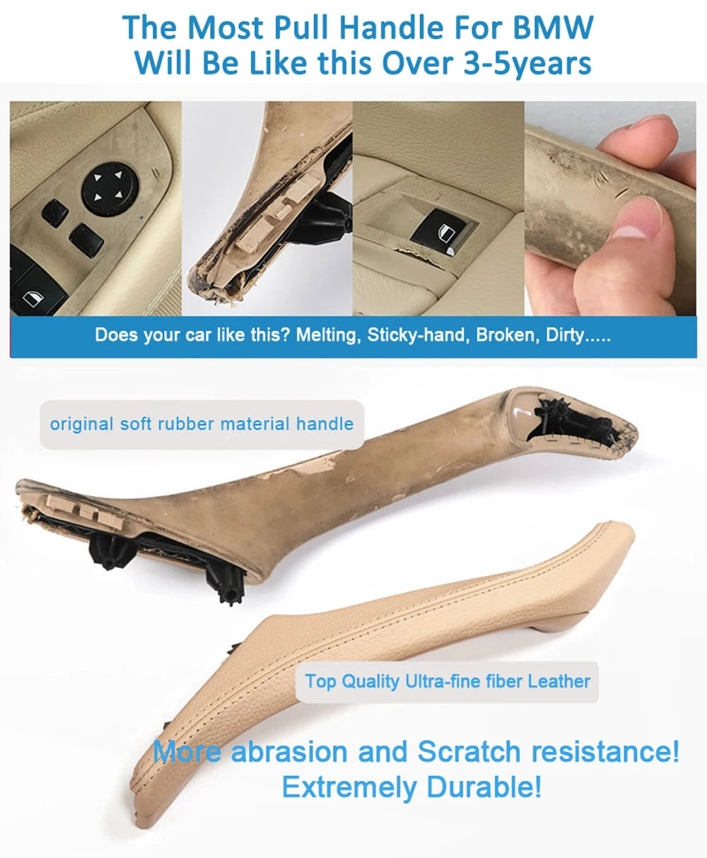 Links Rechts Innen Beifahrertür Leder Zuggriff Montage Für BMW 5er F10 F11 F18 520i 523i 525i 528i 535i – Detail 1
