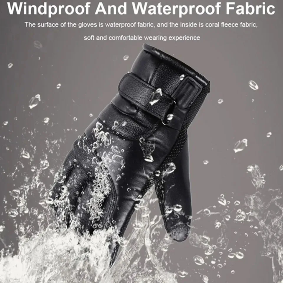 GTUBIKE Motorcycle Electric Glove Winter Warmth Cold Resistance Touch Screen Outdoor Sport Gloves Motorcycle Heating Gloves