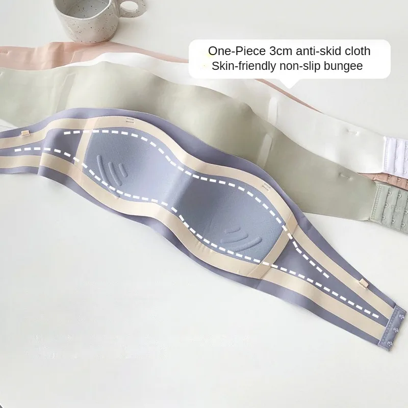 Women Seamless Tube Strapless Bra Chest Wrap Bandeau Wireless Breathable Underwear Tops Non Slip Invisible Bralette Push Up Bras 2