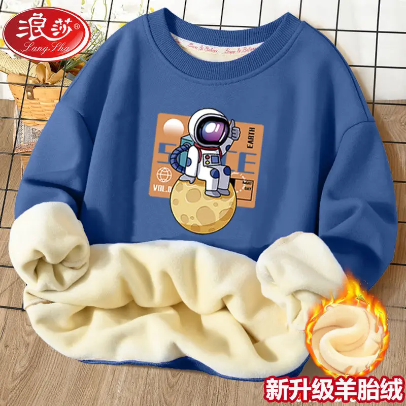 Children Boys Fleece-Lined Sweater Winter Long Sleeves kids sweater kids hoodie sweatshirts