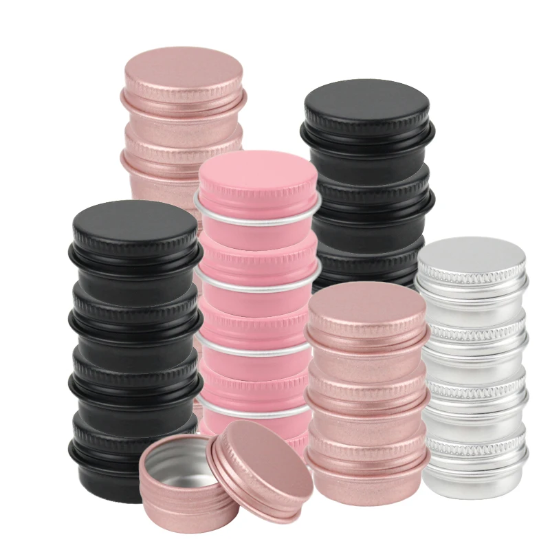 

50Pcs 5g Empty Aluminum Tins For Cream Balm Nail Candle Jar Cosmetic Container With Screw Lid Lip Balm Refillable Bottles