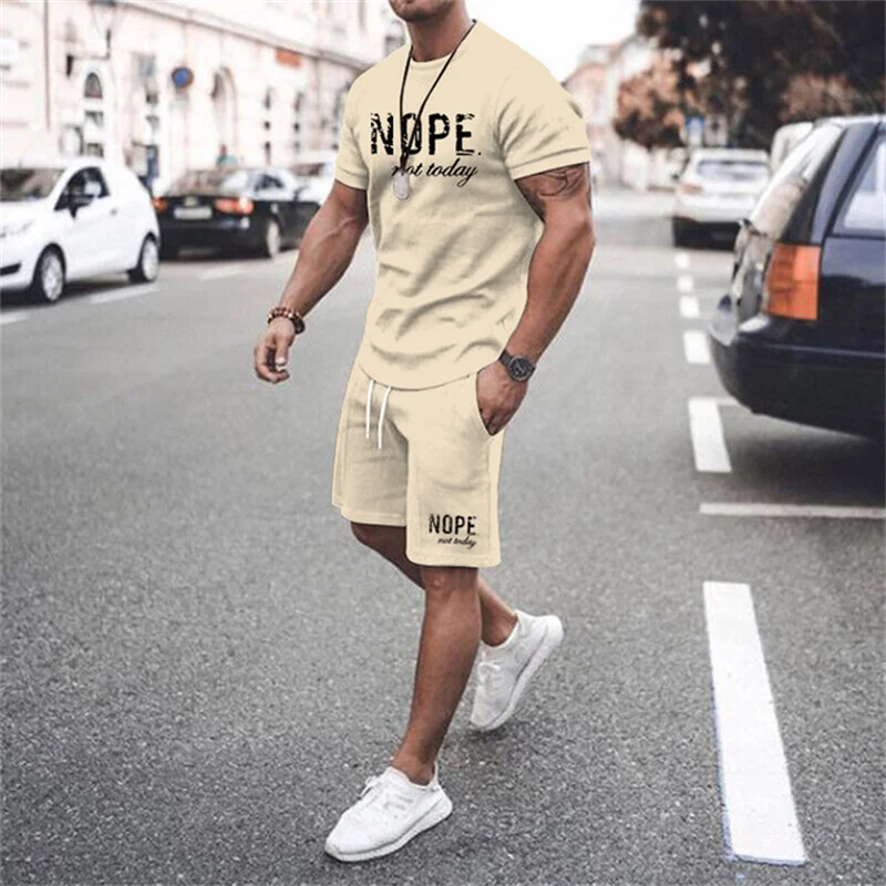 2024 New Summer Simple Men's T-shirt and Shorts 2-piece Set Fashion Street Leisure Comfortable and Breathable Short Sleeve Set new 3d printing oversized fashion t shirt shorts set harajuku leisure mature short sleeve suit graffiti texture two piece set