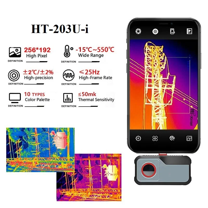256*192 Pixels Thermal Camera -20°C~550°C Android Type C Mobile