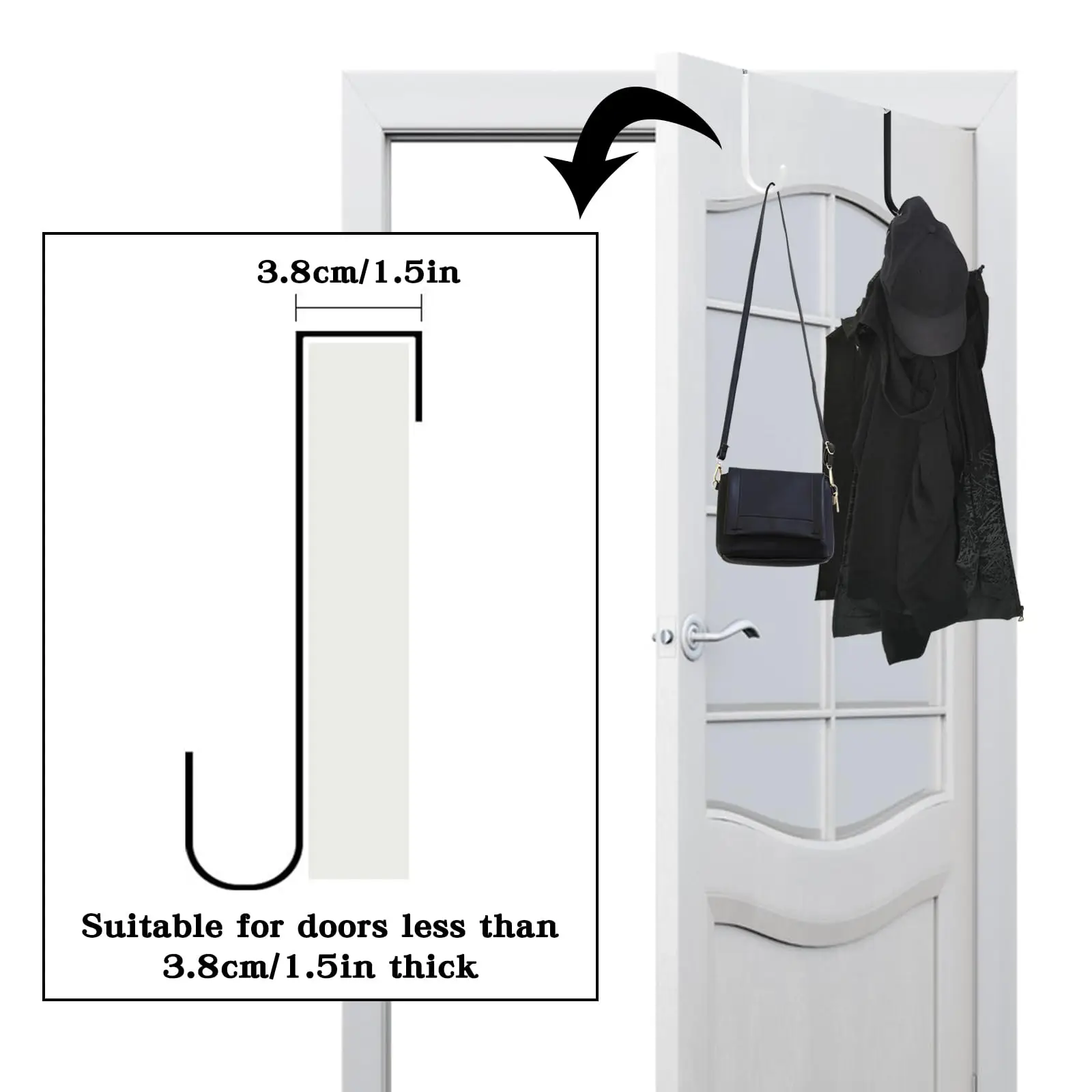 Door Hangers Hooks with Rubber Organizer Hooks for Living Room, Bathroom, Bedroom, Kitchen Hanging Clothes, Towels, Hats, Coats