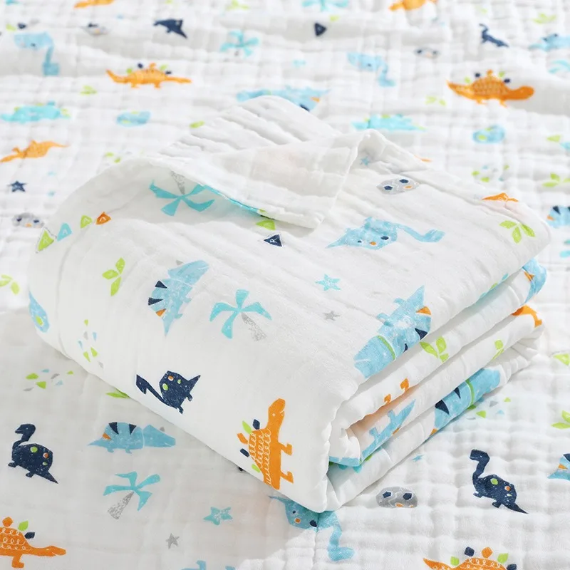 New Breathable Newborn Baby Cotton Six-layer Gauze Printed Muslin Swaddle Blanket Baby Bath Towel Soft & Comfortable 70*90cm - 2