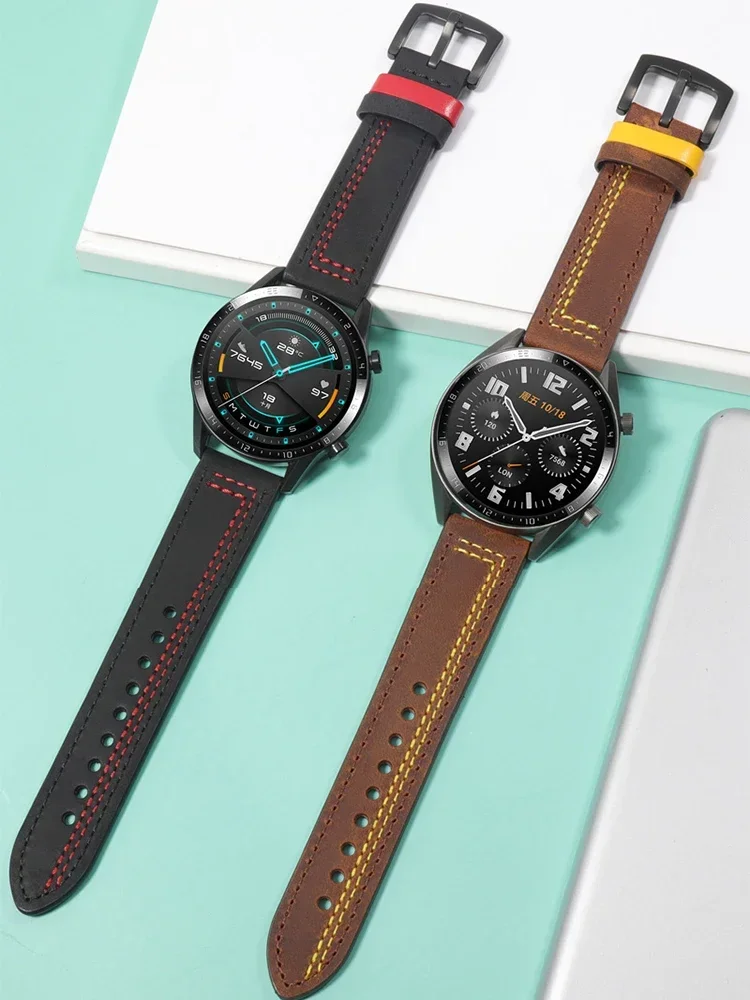 Elegant Leather Watch Band - Premium Sport Bracelet Strap, 20mm/22mm Adjustable Size