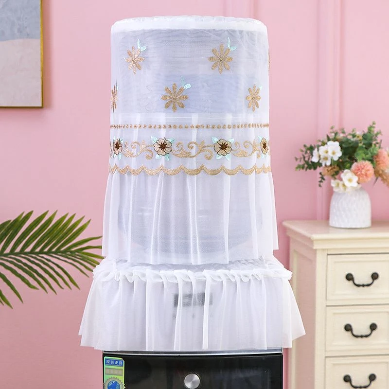 2Pcs Set Water Dispenser Cover Lace Embroidery Water Cooler Case Protector Dustproof Drum Cover Bottle Bucket Sleeve