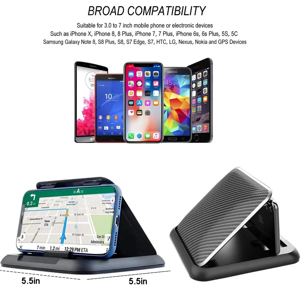 탄소 섬유 자동차 전화 홀더 대시 보드 범용 3 7 인치 휴대 전화 클립 마운트 브래킷 아이폰 XR XS MAX GPS 스탠드