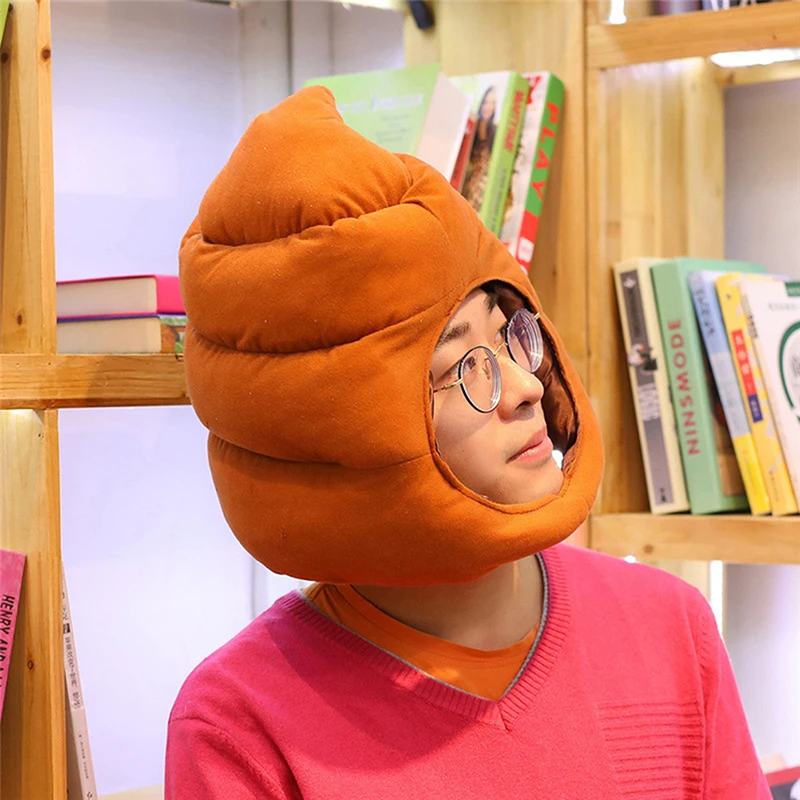 Creative Cute Shit Shape Plush Hat Stuffed Toy Funny Fake Poop Full Headgear Cap Gag Gift Cosplay Party Photo Props