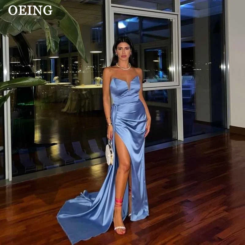 

OEING Chic Prom Dress Elegant Strapless Side Split Mermaid Evening Gown Floor Length Formal Occasion Vestidos De Noche Gala